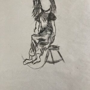 Charcoal Sketch of Seated Figure